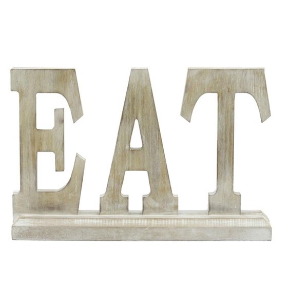 Urban Trends Collection Wood Eat Alphabet Decor on Base Washed Tan 46034